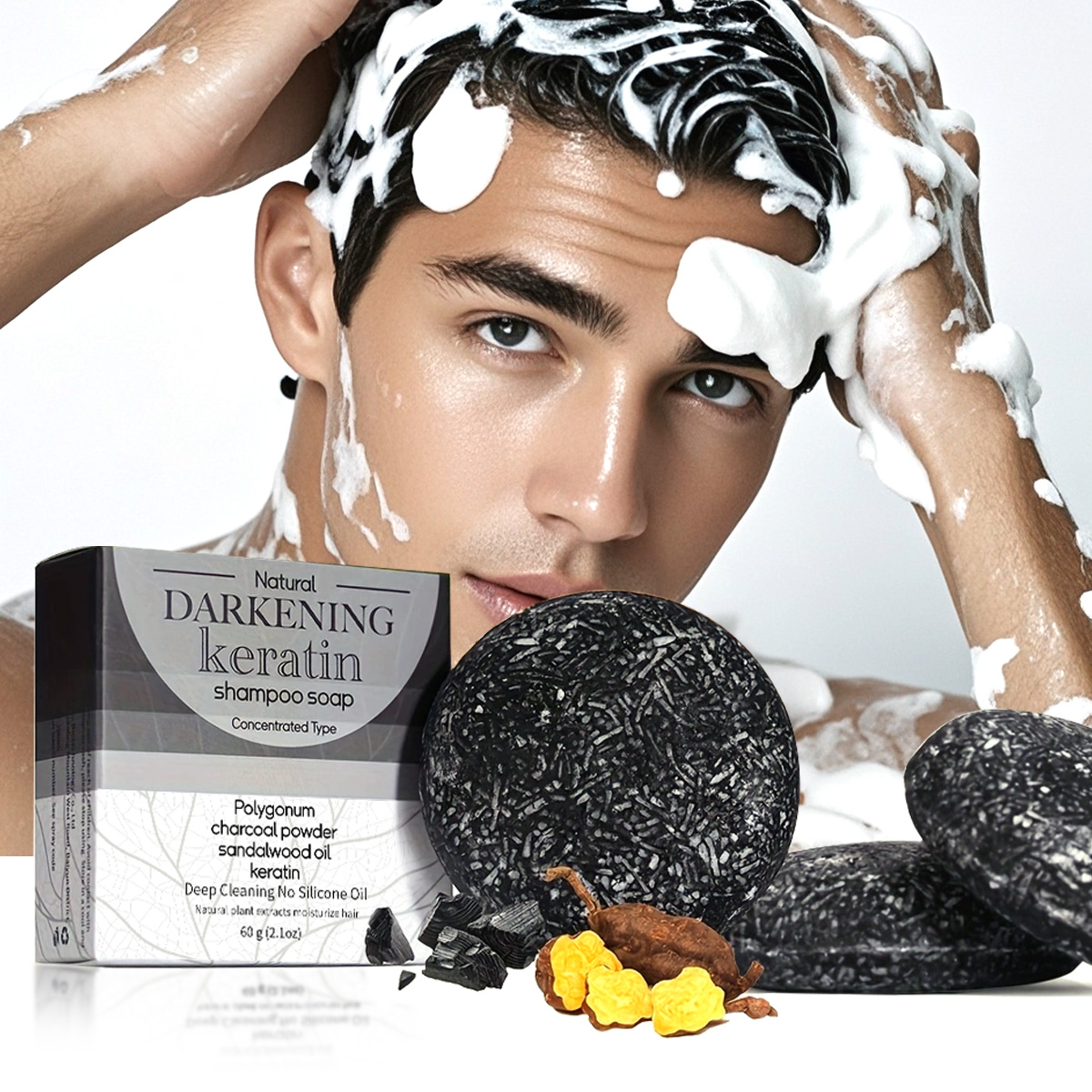 Bar Soap Shampoo Solid - XF 60g Sabun Hitam Sampo Padat