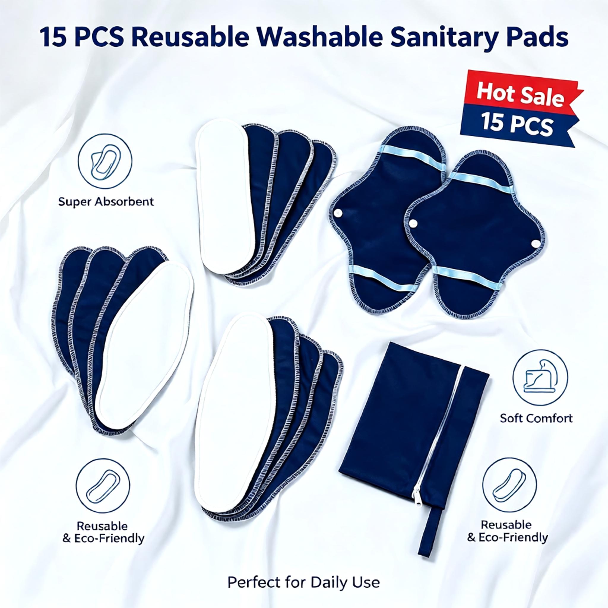 15Pc Pembalut Kain Dapat Dicuc - Cloth Pad Reusable ulasan dan harga