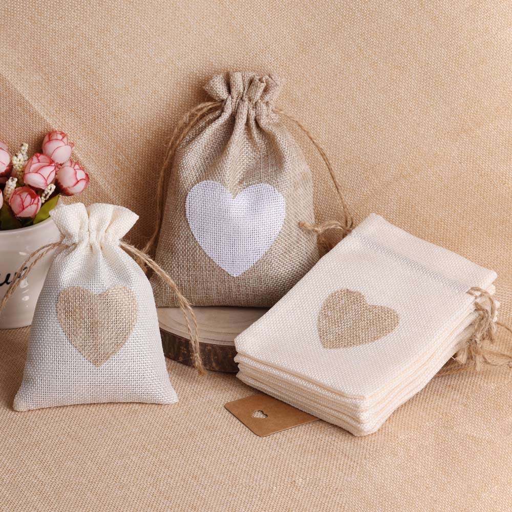 Tas perhiasan Linen hati 5 bua - Linen Bag Bulk ulasan dan harga