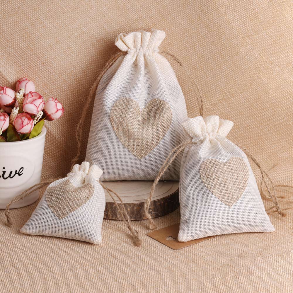 Tas perhiasan Linen hati 5 bua - Linen Bag Bulk ulasan dan harga