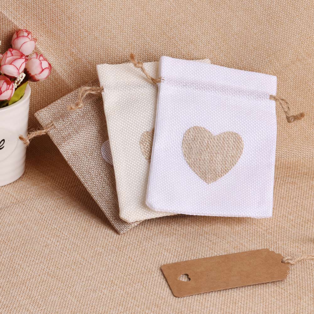 Tas perhiasan Linen hati 5 bua - Linen Bag Bulk ulasan dan harga